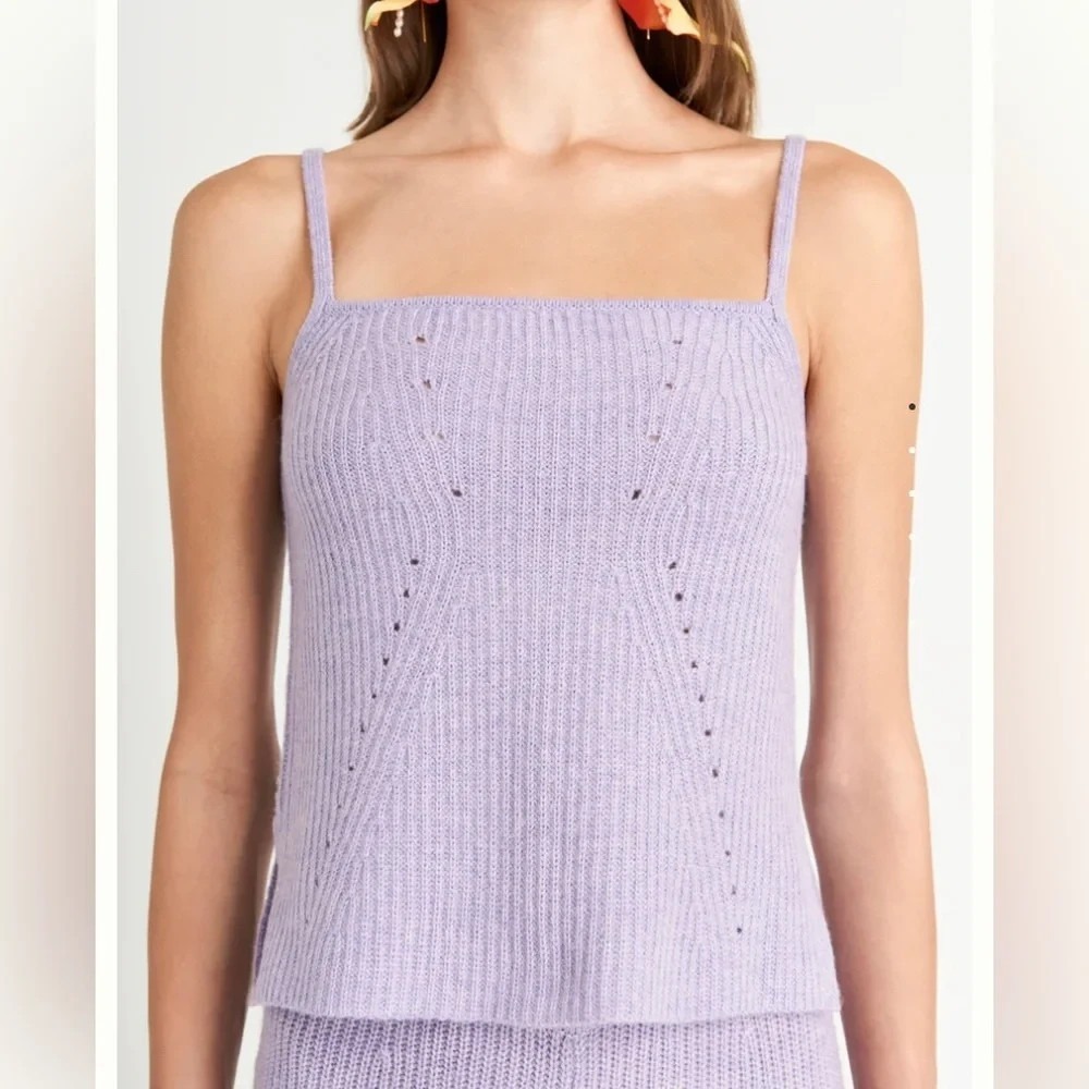 Cult Gaia Wool Cashmere Top Gesa Lavender Knit Luxe Tank Apres Chic NWT S
